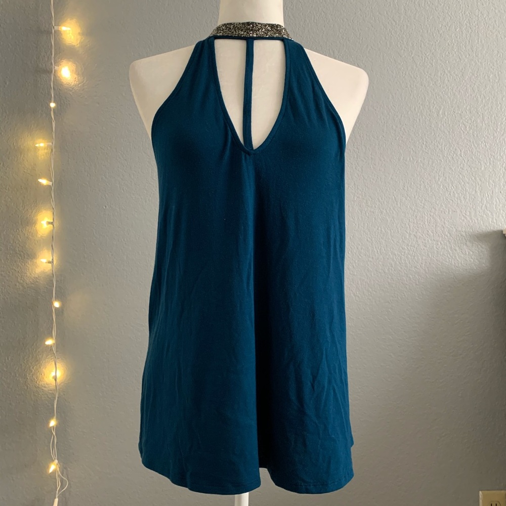 NWT Cerulean Blue Tank Top with Blingy Details